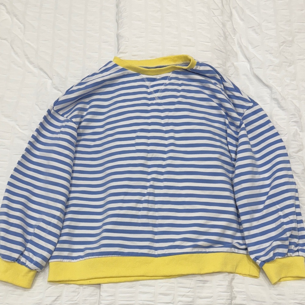 Amazon Blue and Yellow Striped Women's Top